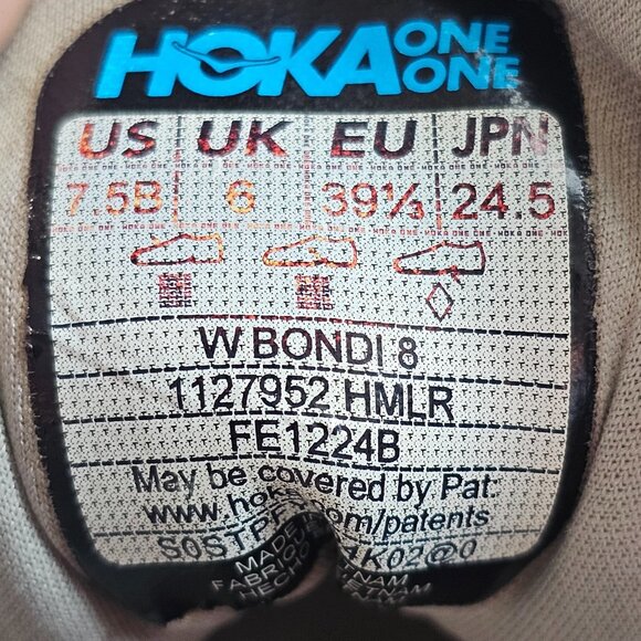 Hoka One One Bondi 8 Women's 7.5 B Shoes Gray Running Gym Sneakers 1127952 HMLR - Picture 6 of 10